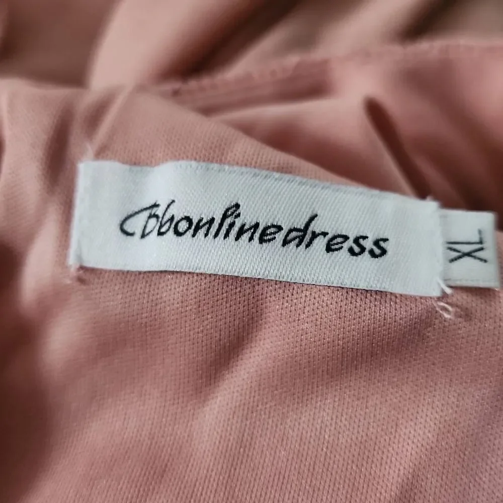 CBbonlinedress Women Size XL Pink High Low Halter Cocktail A-line Lace Dress